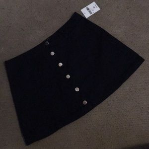 Navy button-up A-Line Mini Skirt: Size 30